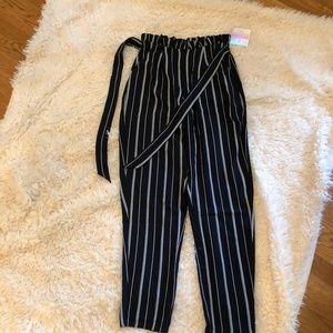 Striped Paper Bag Trousers